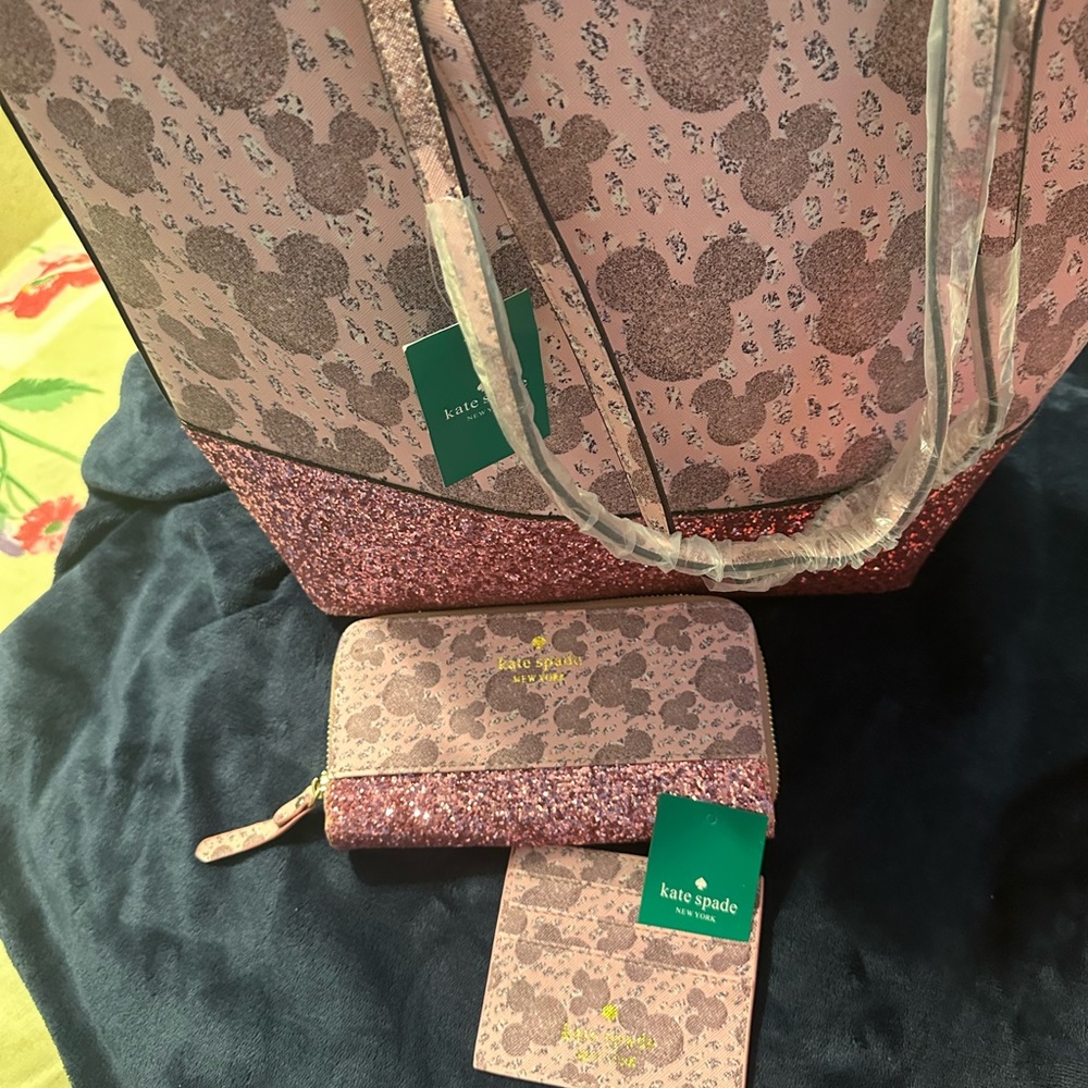NWT Kate Spade Tote Combo! Beautiful pink Minnie Mouse Tote/wallet & cardholder.